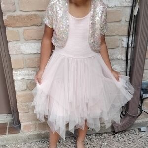 Knitworks Sparkling Sequin Bolero with Tulle Dress